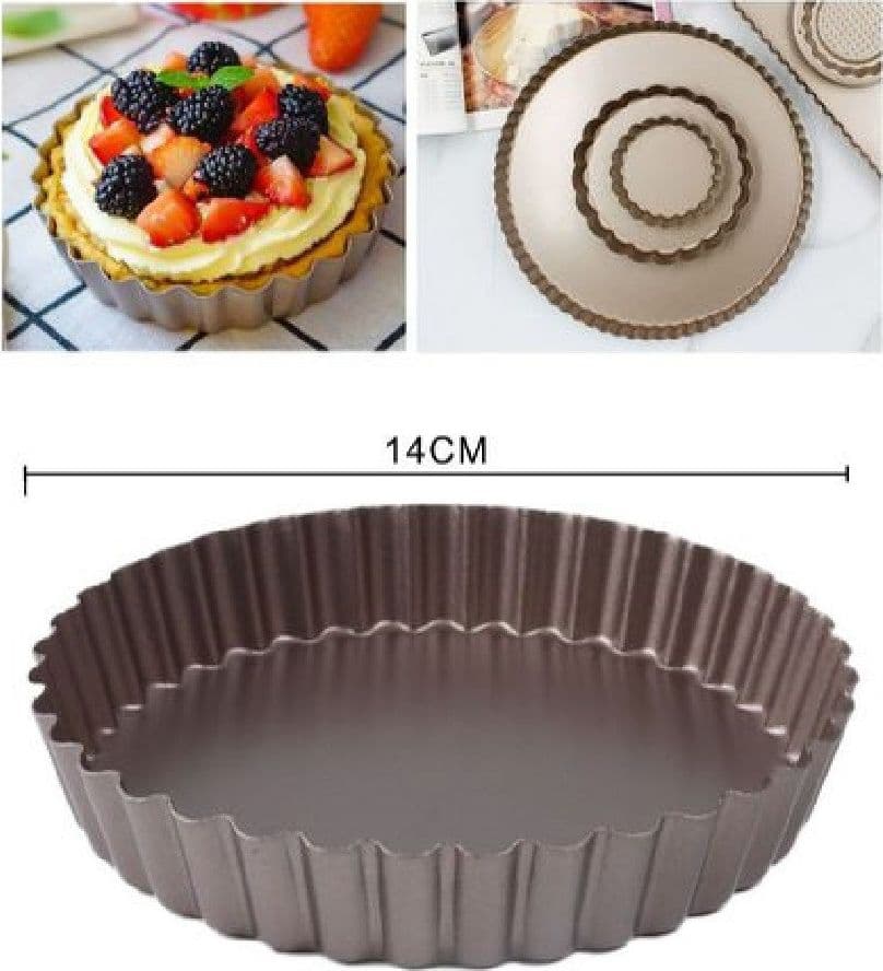 TEGLIA DA FORNO PER CROSTATE TORTE DOLCI STAMPO IN ACCIAIO TORTIERA 14 CM 98677 - 2