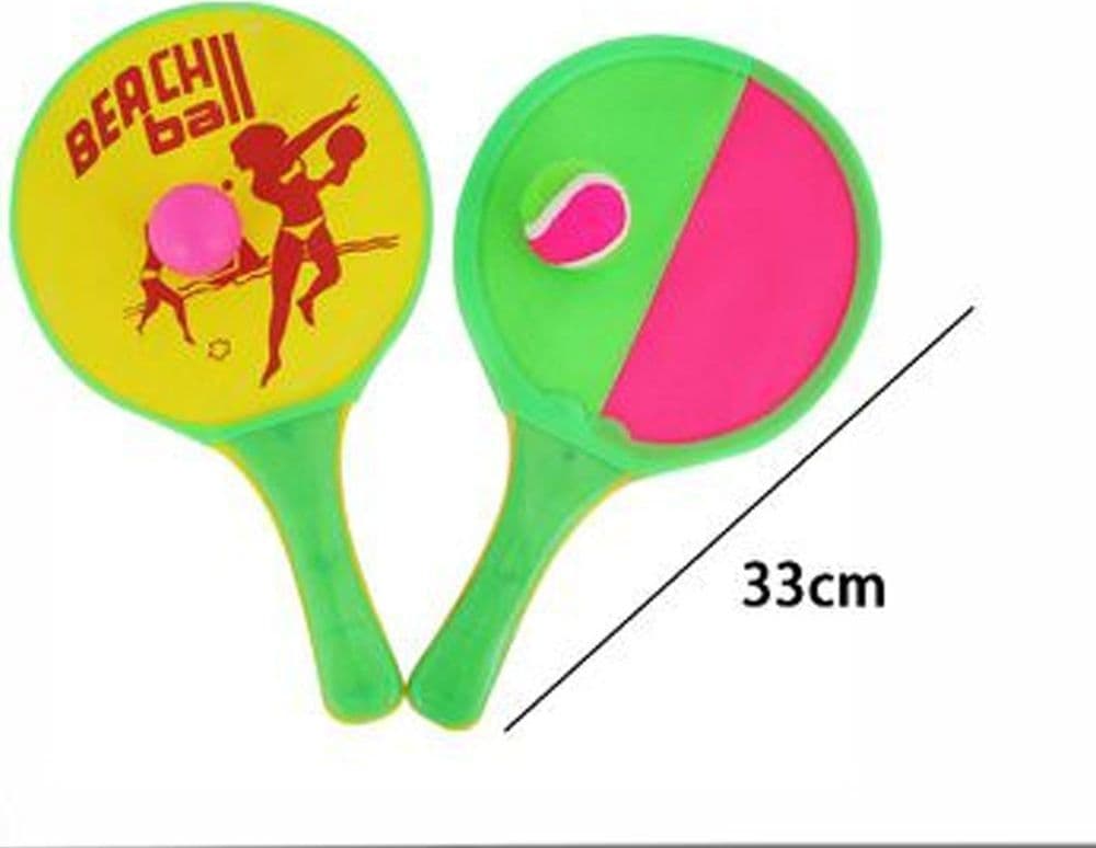 RACCHETTE 2 IN 1 IN LEGNO E VELCRO CON PALLINA RACCHETTONI BEACH TENNIS SPIAGGIA - 3