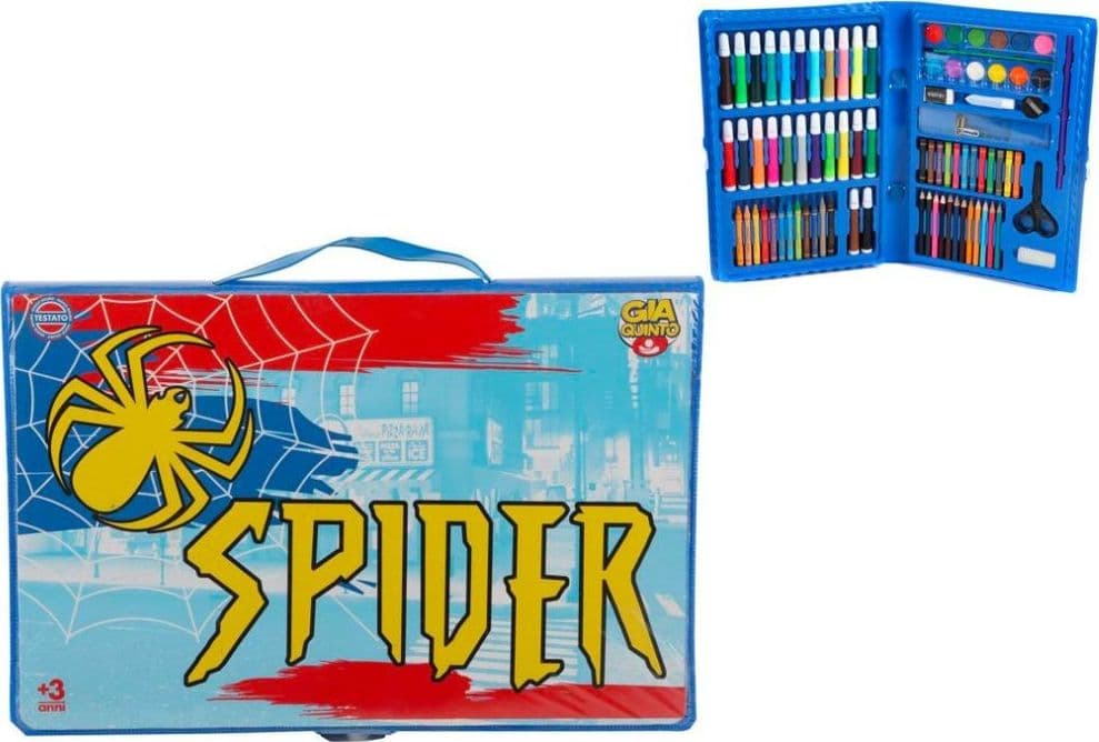 VALIGETTA SPIDER CON COLORI ASSORTITE 86 PEZZI PER BAMBINI ETÀ 3+ GIOCO SICURO