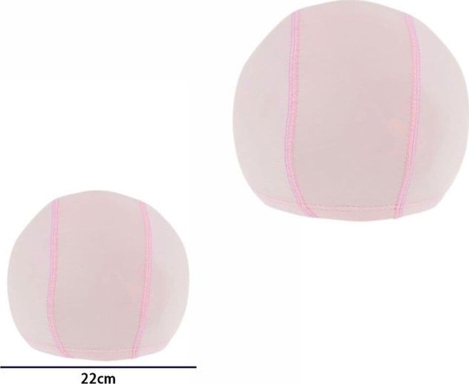 3 PZ CUFFIA PISCINA MARE NUOTO PRESSATA MONOCOLORE ROSA CON FASCIA ELASTICA 2 CM - 2
