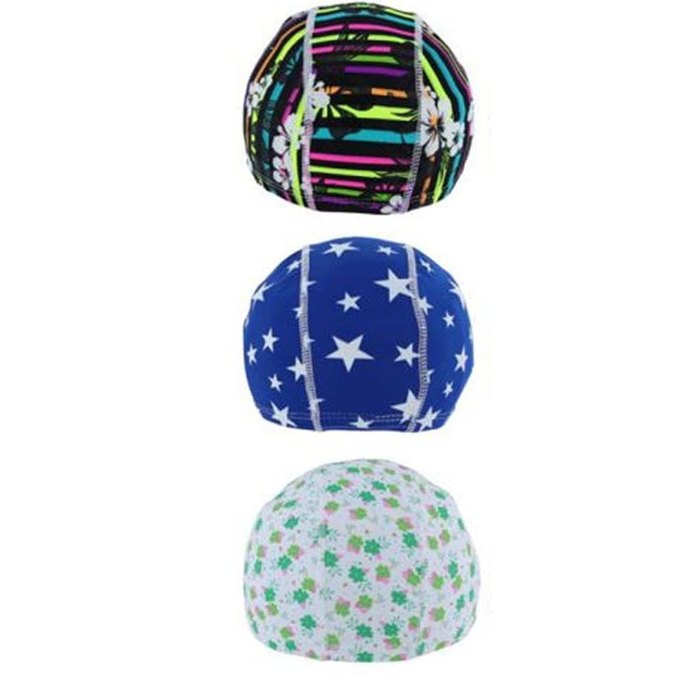 3 PZ CUFFIA PISCINA MARE NUOTO STAMPATA VARIE FANTASIE CON FASCIA ELASTICA 2CM - 5