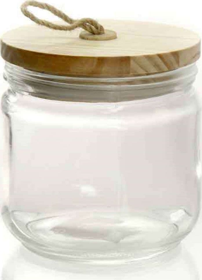 BARATTOLO ERMETICO TAPPO LEGNO IN VETRO CONTENITORE CUCINA 690 ML 11X12CM 731068 - 2