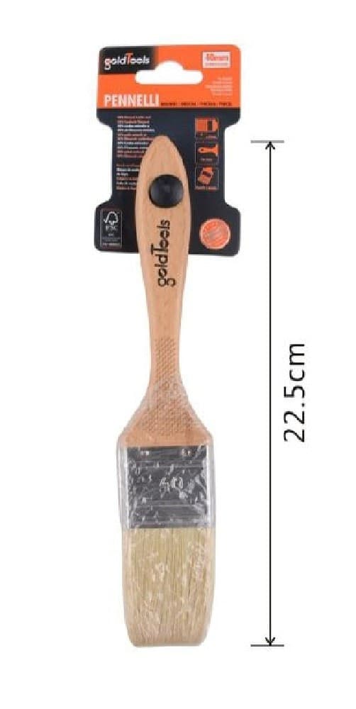 PENNELLO PIATTO 22.5 CM CON MANICO IN LEGNO SETOLE MORBIDE PITTURA VERNICE 90204 - 3