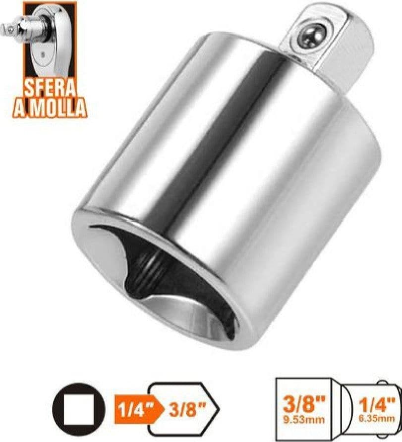 ADATTATORE ATTACCO QUADRATO 1/4" PER CHIAVI A BUSSOLA 3/8" SFERA A MOLLA 57215 - 2