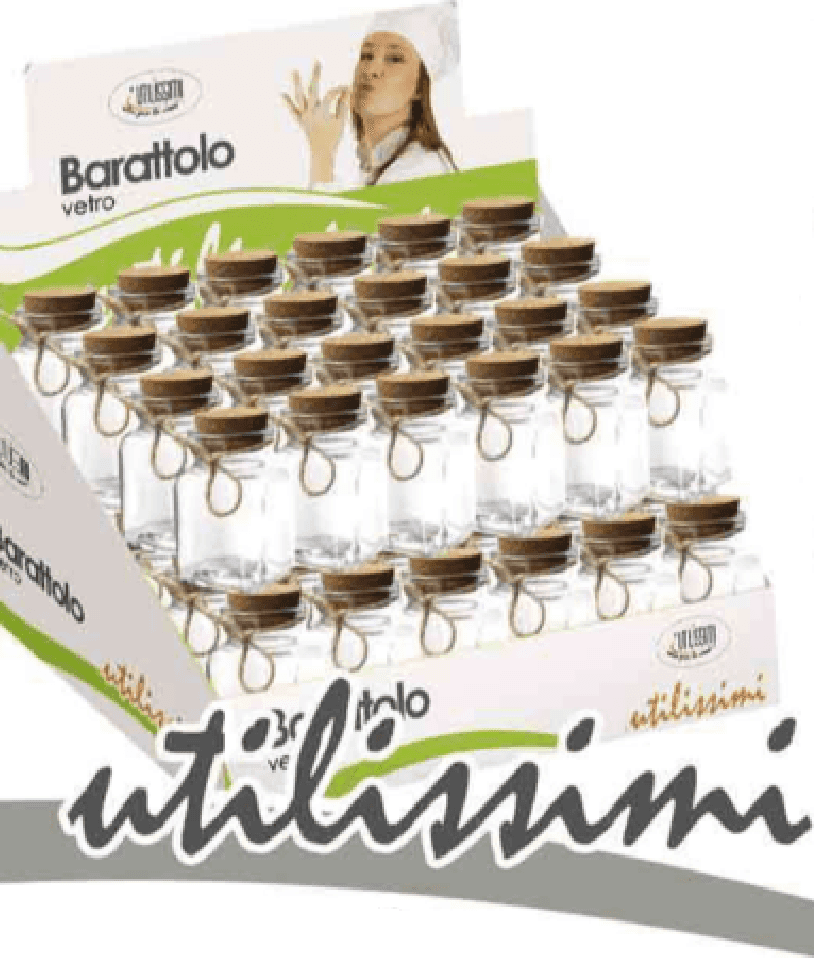 SET 48 PZ BARATTOLO BARATTOLINO TAPPO SUGHERO BOMBONIERA IN VETRO 4X5CM 715778 - 4
