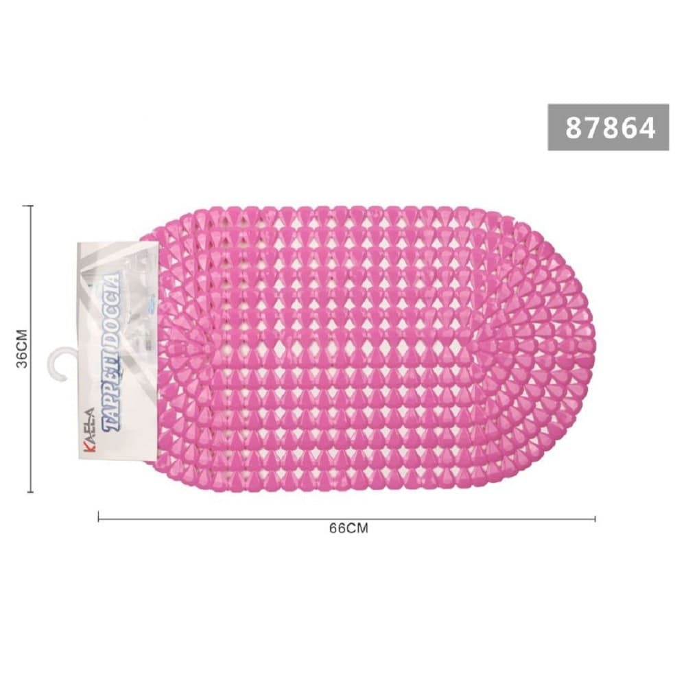 TAPPETO ANTISCIVOLO OVALE DIAMANTE ROSA PER VASCA BAGNO DOCCIA 36 X 66 CM 87864 - 2