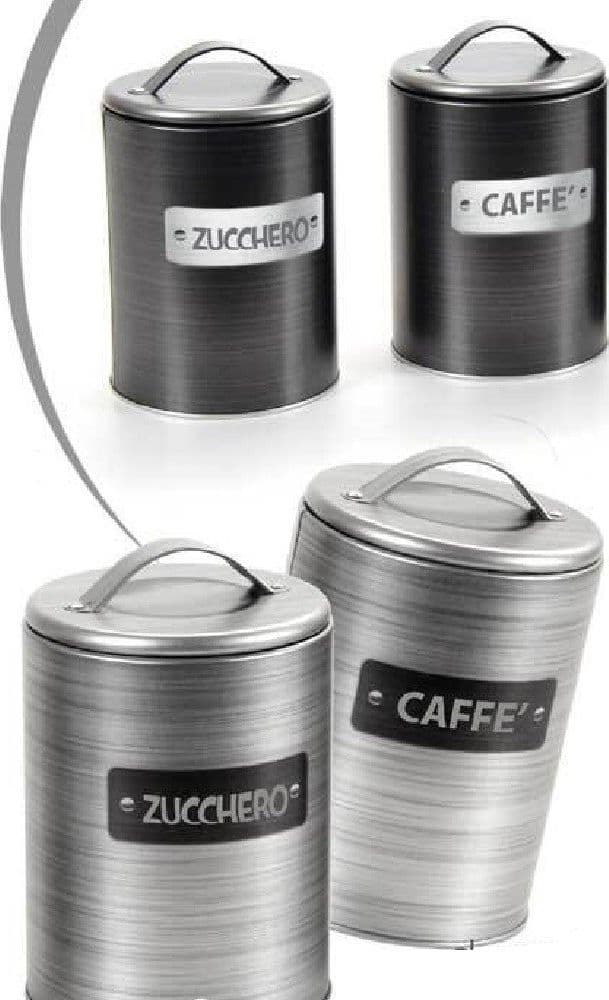 BARATTOLO ZUCCHERO CAFFÈ CONTENITORE CUCINA LATTA SATINATO MODERNO 11X16CM 759819 - 4