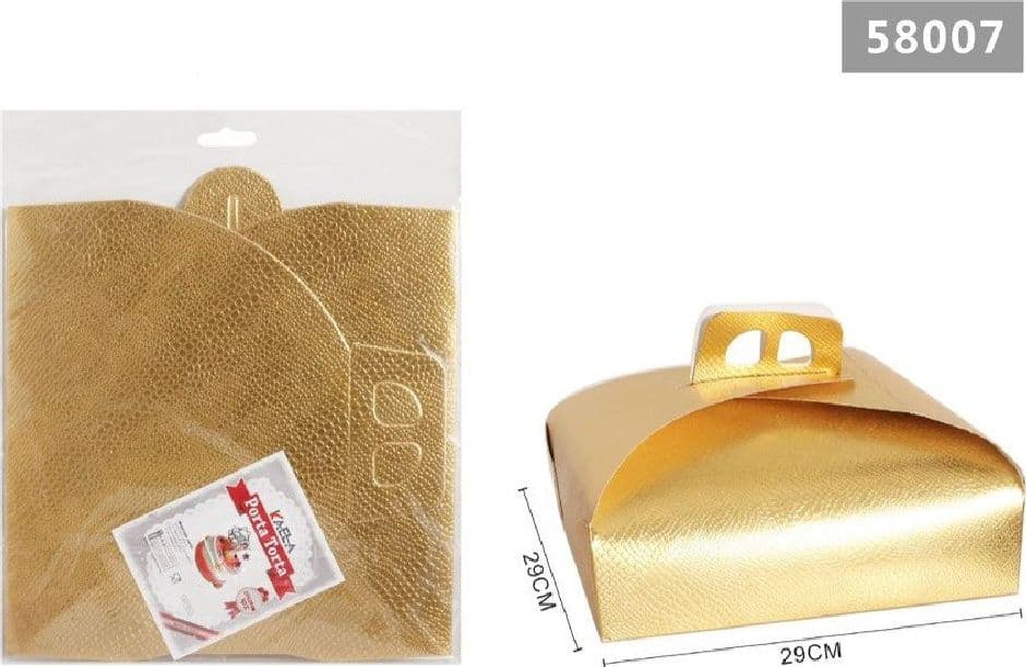 SET 3PZ SCATOLA PORTA TORTA ORO 29X29CM PER DOLCI PASTE PASTICCERIA FESTA 58007 - 3