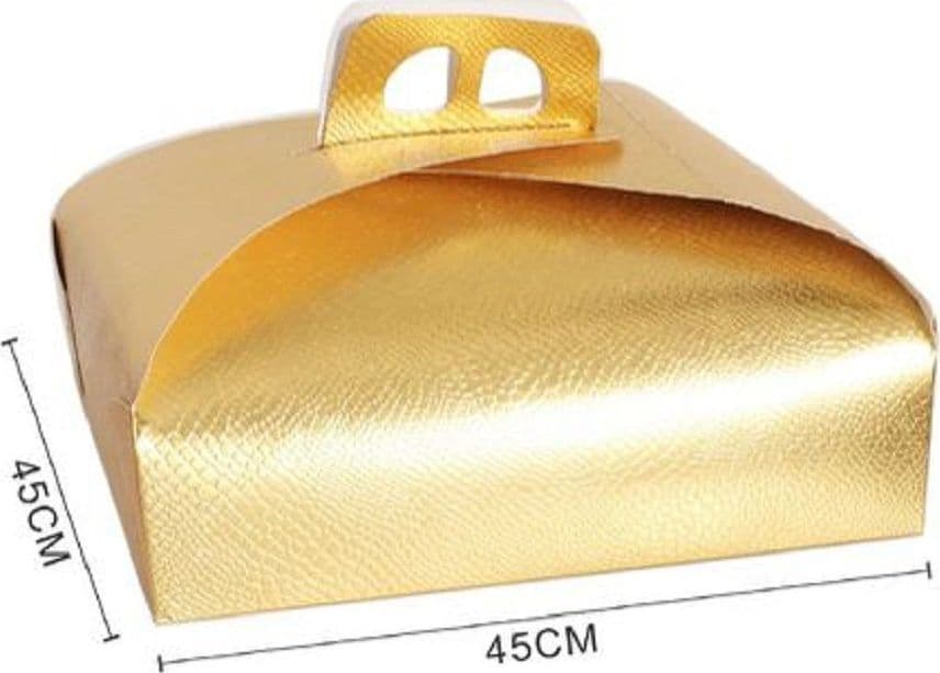 SET 3PZ SCATOLA PORTA TORTA ORO 45X45 CM PER DOLCI PASTE PASTICCERIA FESTA 58011 - 3