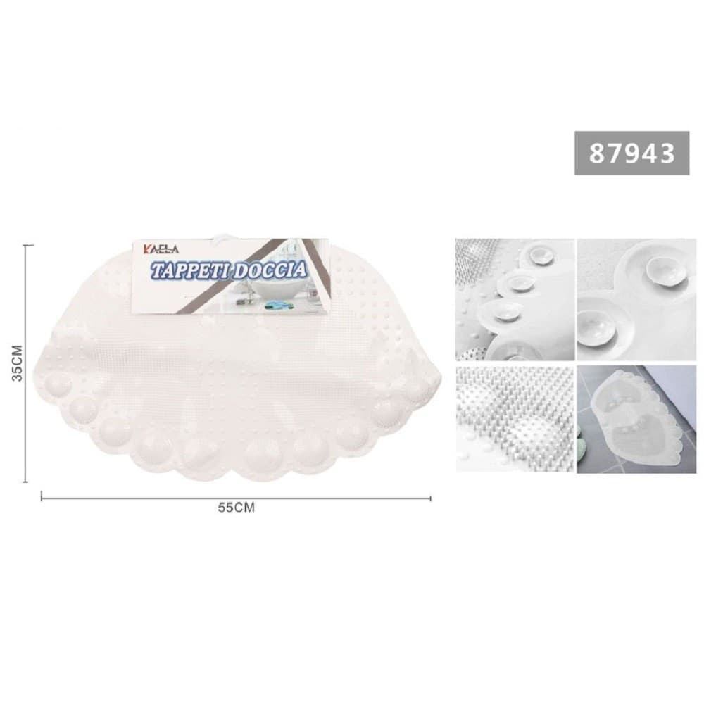 TAPPETO TAPPETINO ANTISCIVOLO IMPRONTE VASCA BAGNO DOCCIA 55X35CM BIANCO 87943 - 2