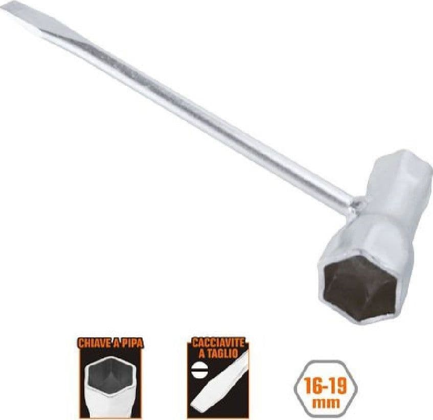 CHIAVE COMBINATA PER CANDELE A PIPA 16-19 MM CACCIAVITE A TAGLIO MOTOSEGHE 57258 - 2