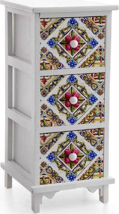CASSETTIERA 3 CASSETTI COMODINO CUCINA BAGNO CAMERA LETTO LEGNO 62X26X32CM 829390 - 2