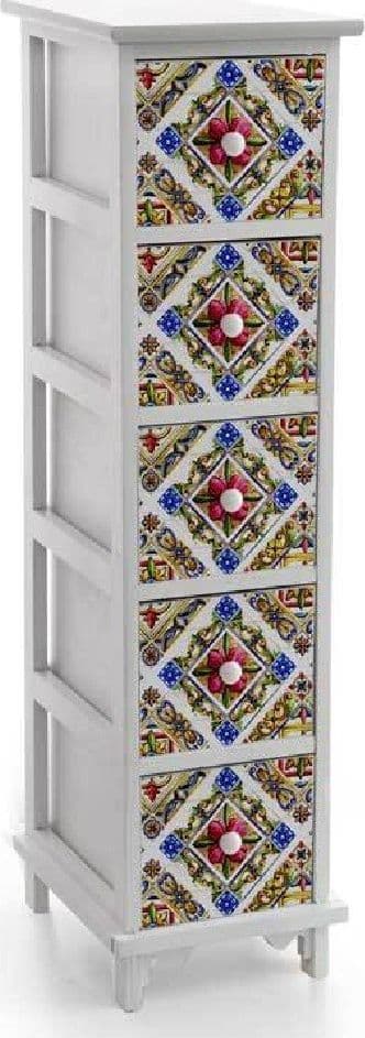 CASSETTIERA 5 CASSETTI SLIM DECORATA SALVASPAZIO SALOTTO CAMERA 98X26X32CM 829413 - 3