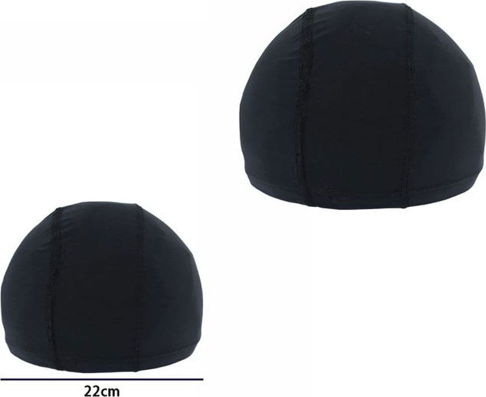 3 PZ CUFFIA PISCINA MARE NUOTO PRESSATA MONOCOLORE NERA CON FASCIA ELASTICA 2 CM - 2