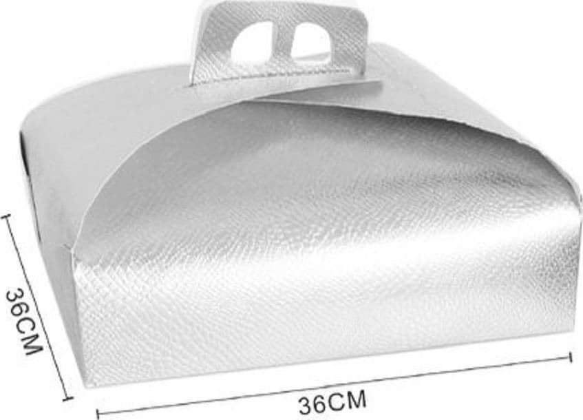 SET 3PZ SCATOLA PORTA TORTA ARGENTO 36X36 CM DOLCI PASTICCERIA FESTA PARTY 58015 - 3