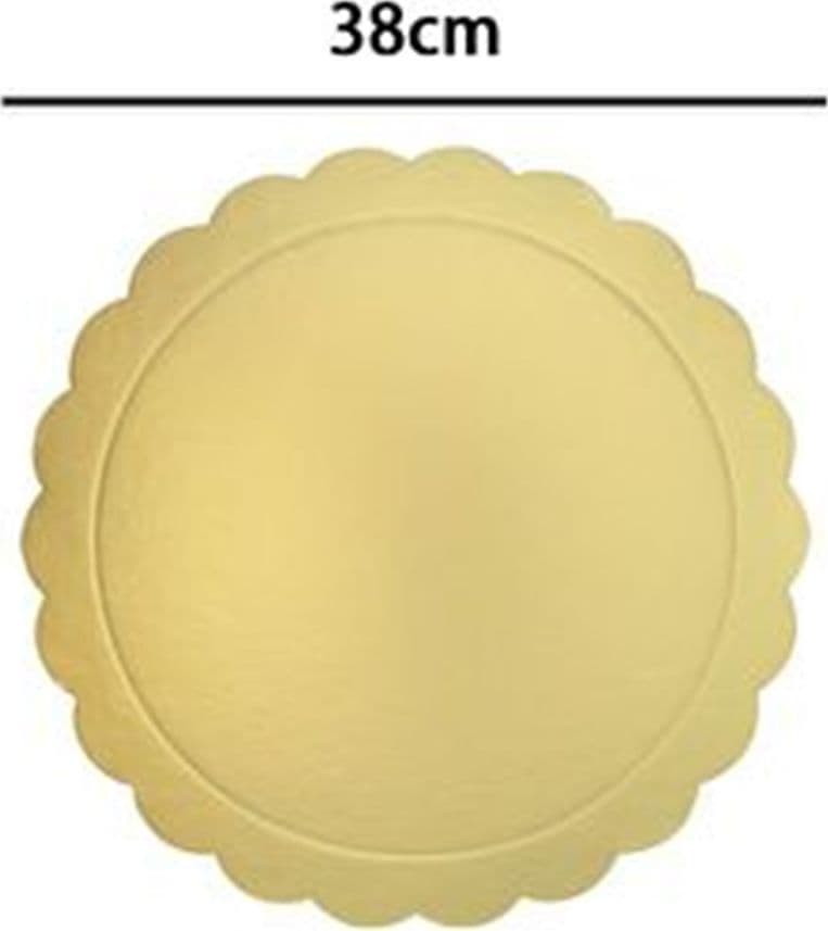 SET 2 PZ BASE PER TORTA ROTONDA PIATTO SOTTOTORTA DORATO 38 CM CON BORDINO 31168 - 2