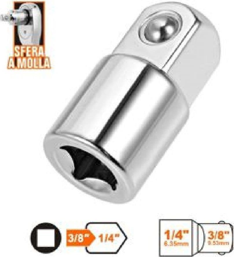 ADATTATORE ATTACCO QUADRATO 3/8" PER CHIAVI A BUSSOLA 1/4" SFERA A MOLLA 57218 - 2
