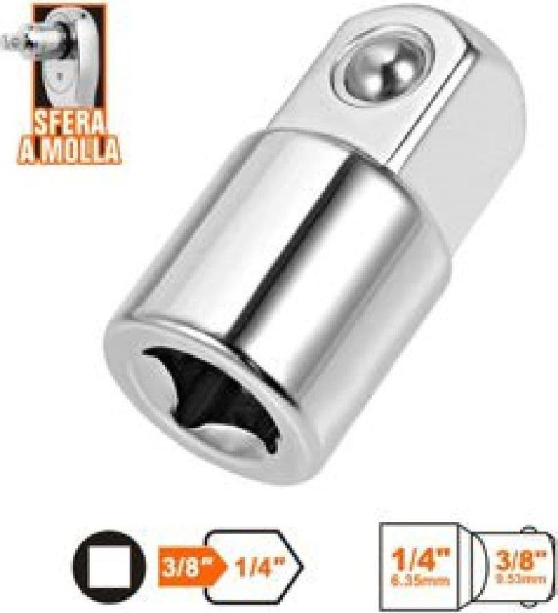 ADATTATORE ATTACCO QUADRATO 3/8" PER CHIAVI A BUSSOLA 1/4" SFERA A MOLLA 57218 - 2