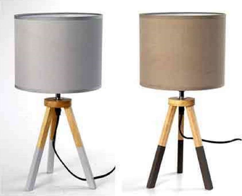 LAMPADA ABAT JOUR CERAMICA 22X22X43CM LUMETTO TAVOLO BASE LEGNO TREPIEDE 698743 - 3