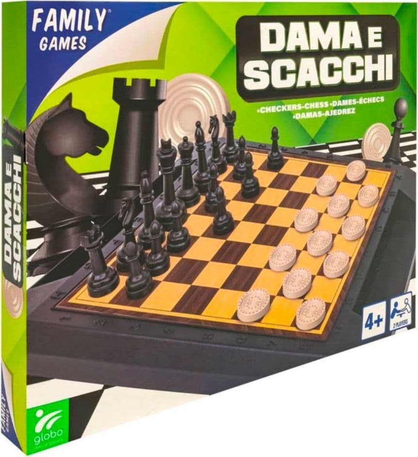 GIOCO DA TAVOLO FAMILY GAMES DAMA E SCACCHI 2 IN 1 PER TUTTA LA FAMIGLIA ETÀ 4+