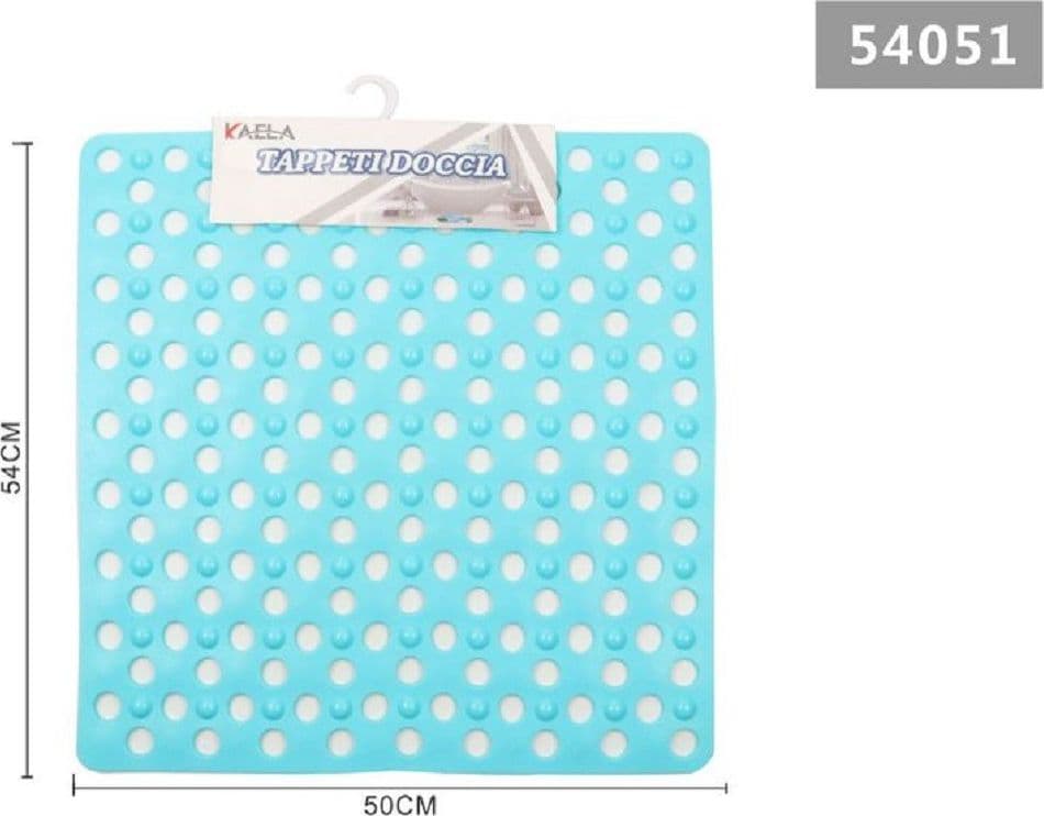 TAPPETO TAPPETINO DOCCIA ANTISCIVOLO QUADRATO 50X54CM VASCA BAGNO 54051 AZZURRO