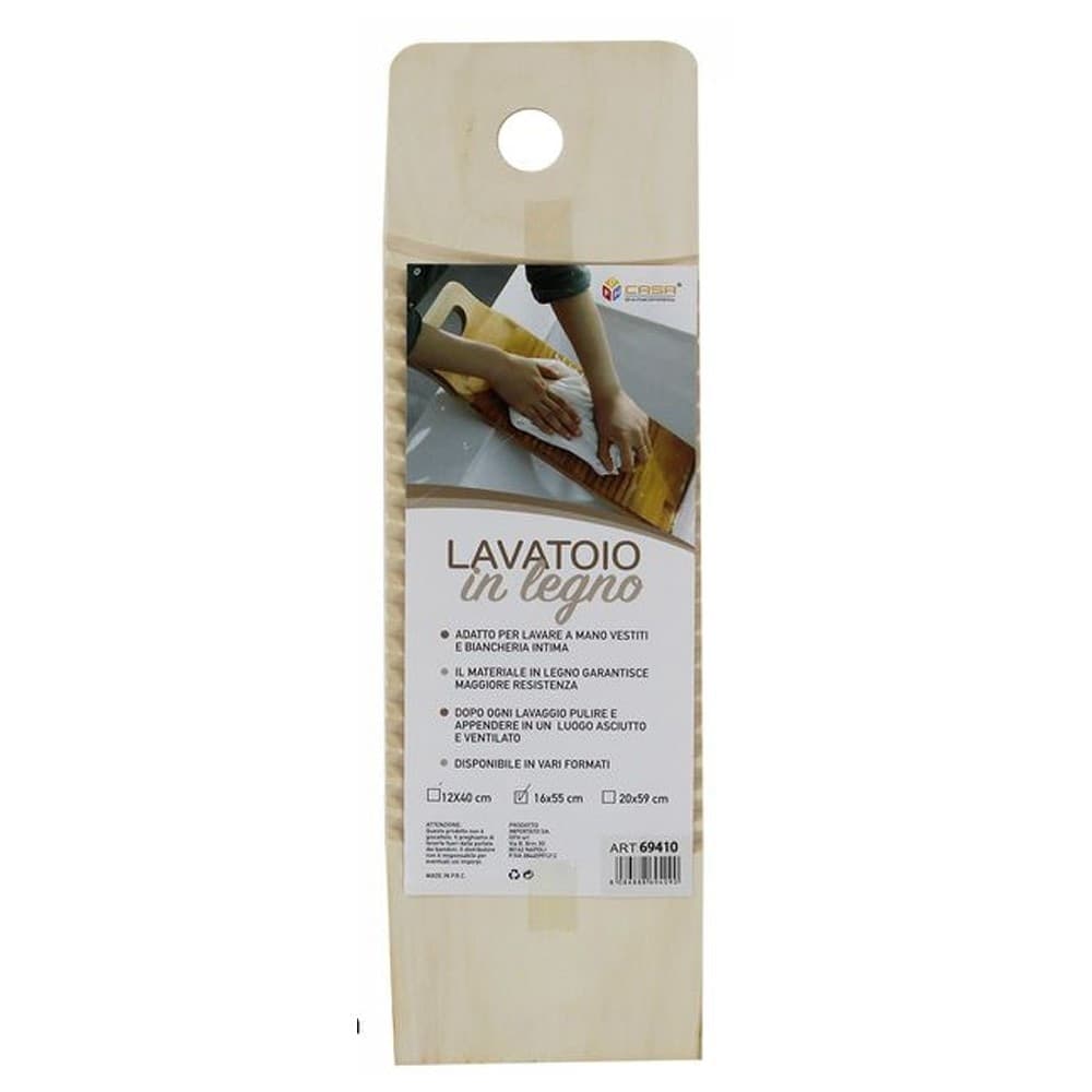 TAVOLETTA RETTANGOLARE LEGNO LAVATOIO LAVAGGIO A MANO BIANCHERIA VIAGGIO 16X55CM - 3