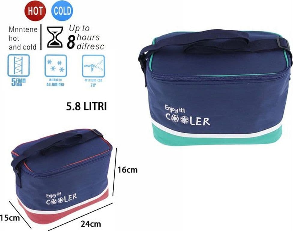 BORSA TERMICA 5.8 LITRI FRIGO BORSETTA SPIAGGIA MARE ESCURSIONE PIC NIC 8 ORE - 2