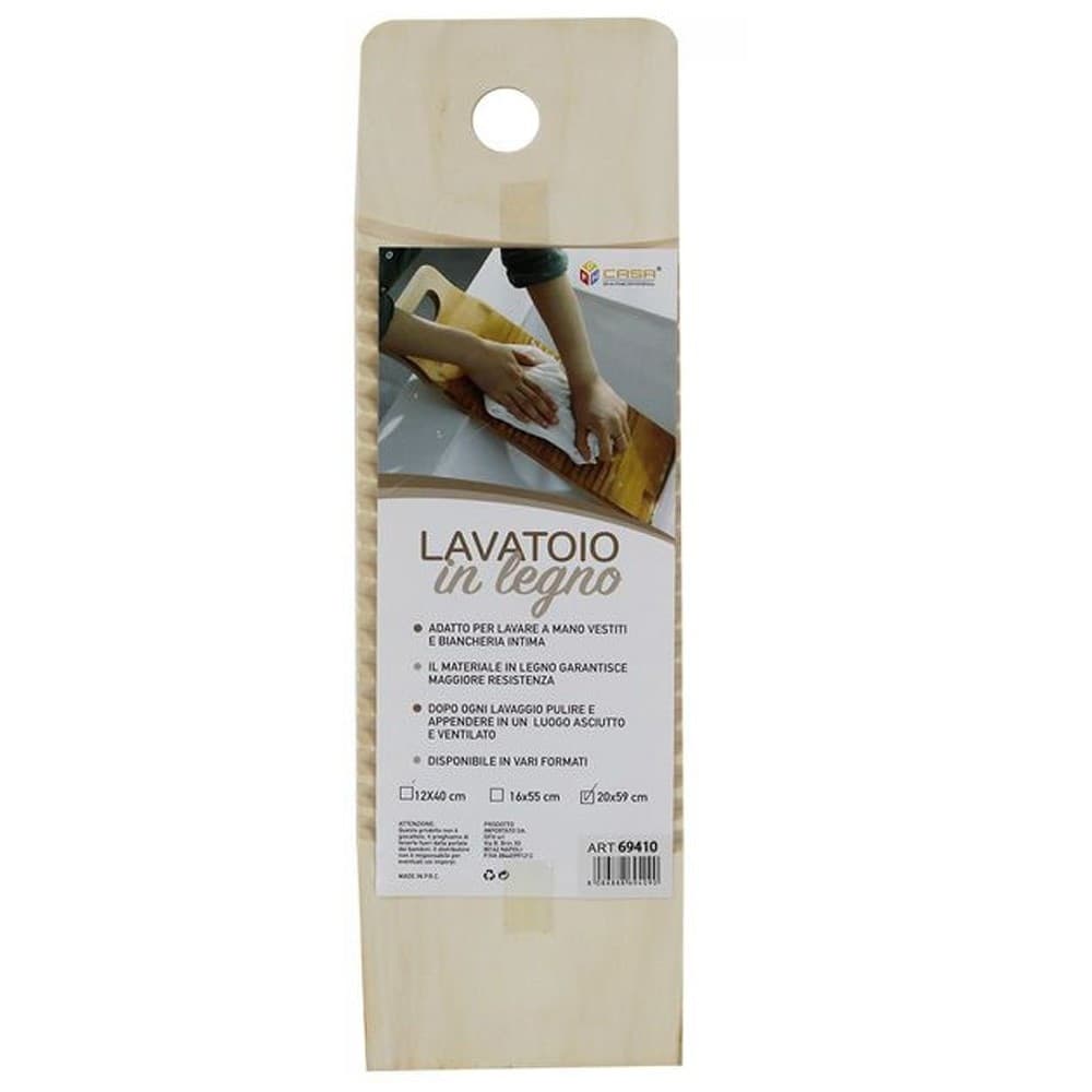 TAVOLETTA RETTANGOLARE LEGNO LAVATOIO LAVAGGIO A MANO BIANCHERIA VIAGGIO 20x59CM - 3
