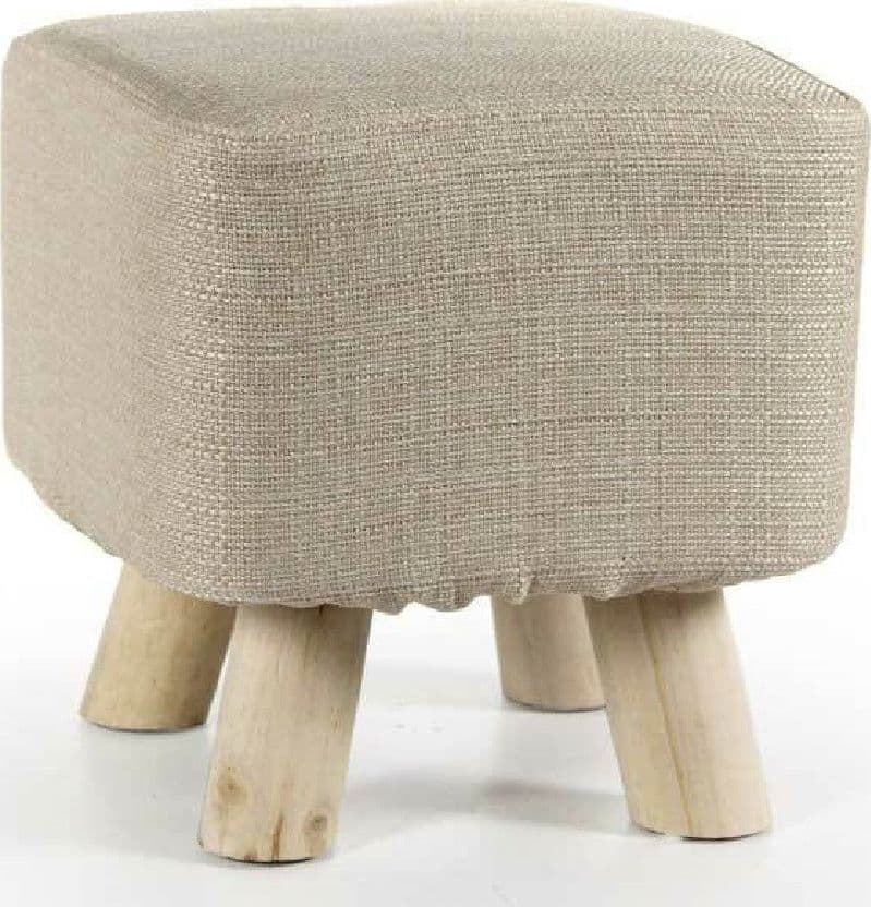 POUF SGABELLO POGGIAPIEDI QUADRATO POUFF TESSUTO PIEDI LEGNO TORTORA 27X28CM 790010 - 2