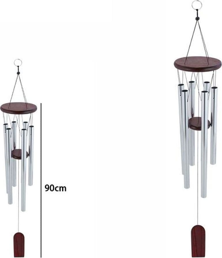ACCHIAPPASOGNI DECORAZIONE CHAKRA MOGANO CAMPANELLI VENTO EOLICI IN ARGENTO 90CM - 2