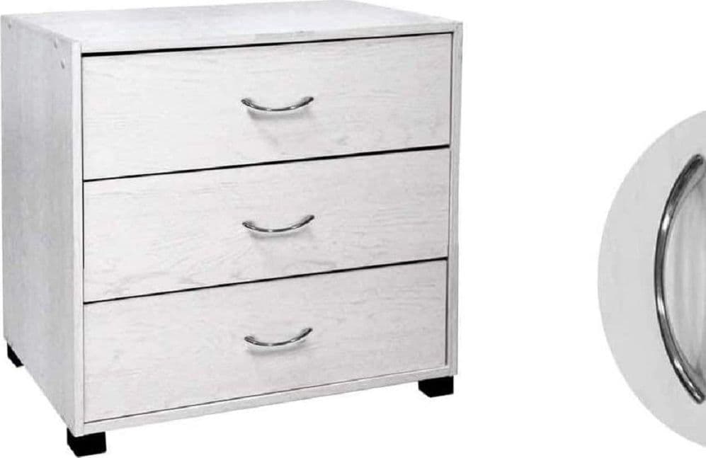MOBILE CASSETTIERA COMODINO COMÒ GAIA 3 CASSETTI BIANCO LEGNO 68X40X64CM 768675 - 2
