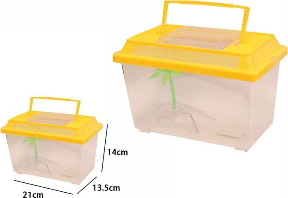 ACQUARIO VASCHETTA PESCI TARTARUGHE COPERCHIO MANIGLIA PRESA ARIA 21x13.5x14 CM - 2