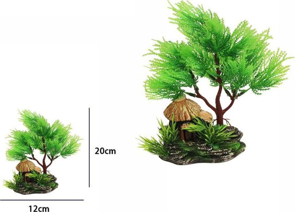 PIANTA PIANTINA ARTIFICIALE DECORATIVA ERBA PER ACQUARIO BONSAI VERDE 12X20 CM - 2