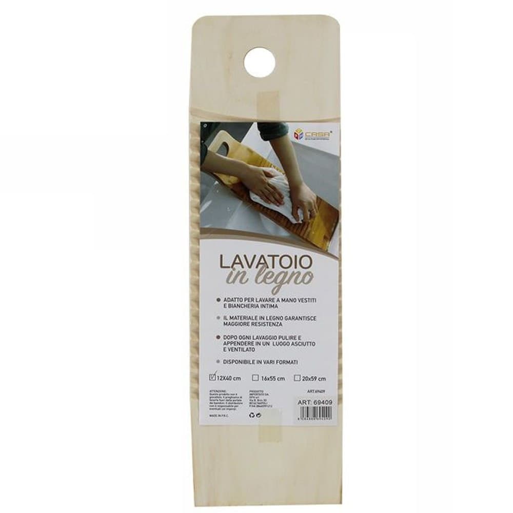 TAVOLETTA RETTANGOLARE LEGNO LAVATOIO LAVAGGIO A MANO BIANCHERIA VIAGGIO 40x12CM - 3