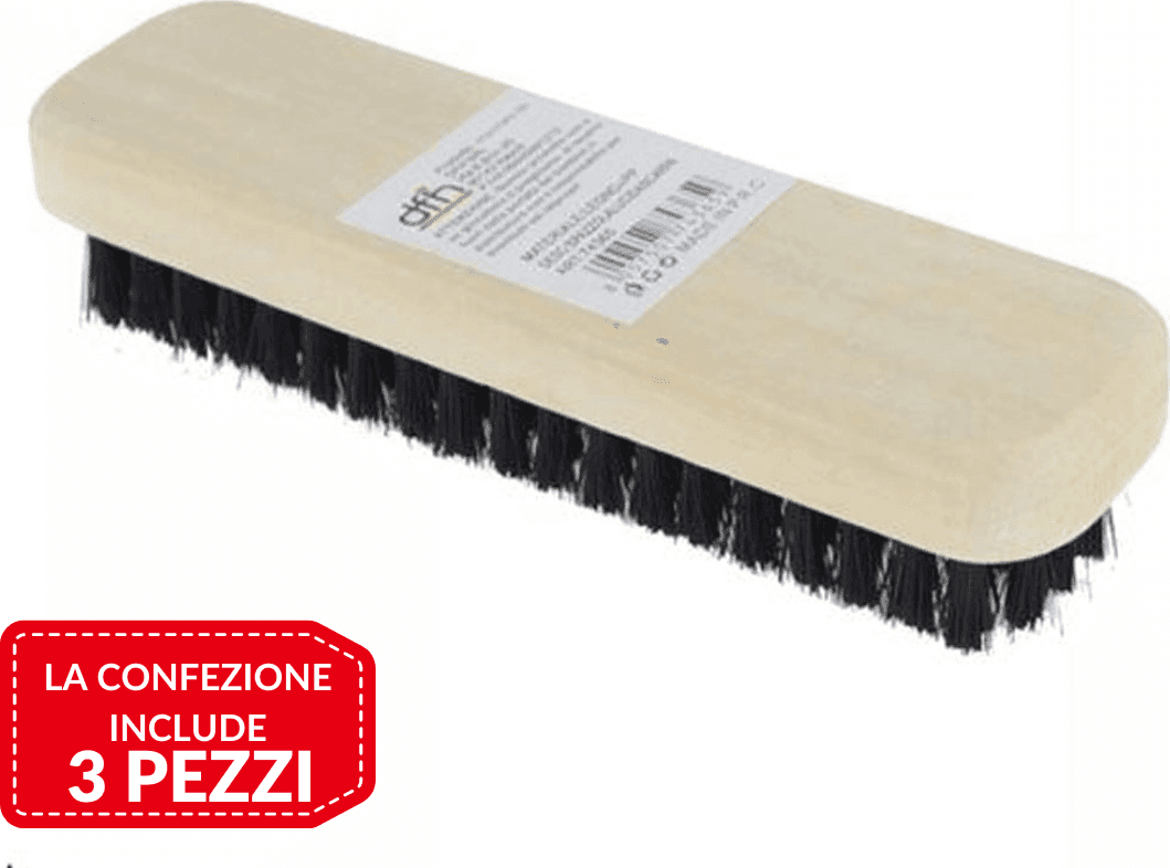 3 PZ SPAZZOLA PER SCARPE CON SETOLE PER PULIZIA LUCIDATURA CON MANICO IN LEGNO - 2