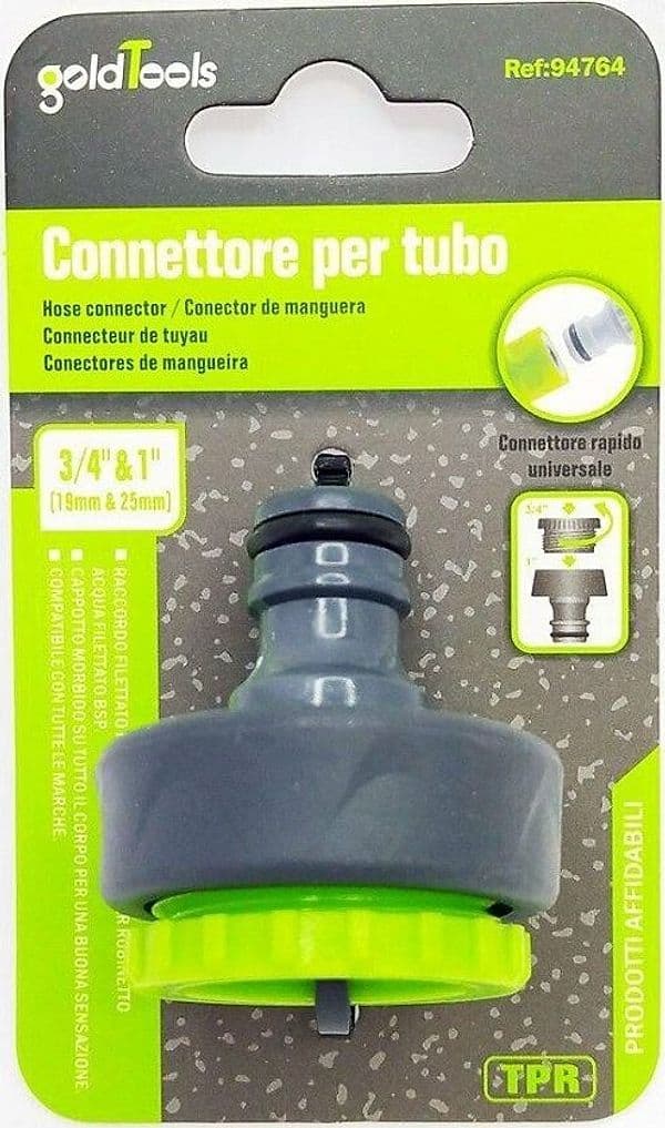 CONNETTORE RAPIDO UNIVERSALE FILETTO FEMMINA DA 3/4" A 1" PER TUBO GIARDINO 94764 - 3