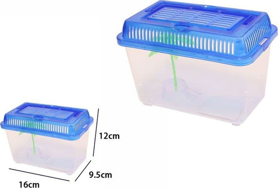 2 PZ ACQUARIO VASCHETTA PESCI TARTARUGHE COPERCHIO MANIGLIA PRESA ARIA 16X9.5X12 - 3