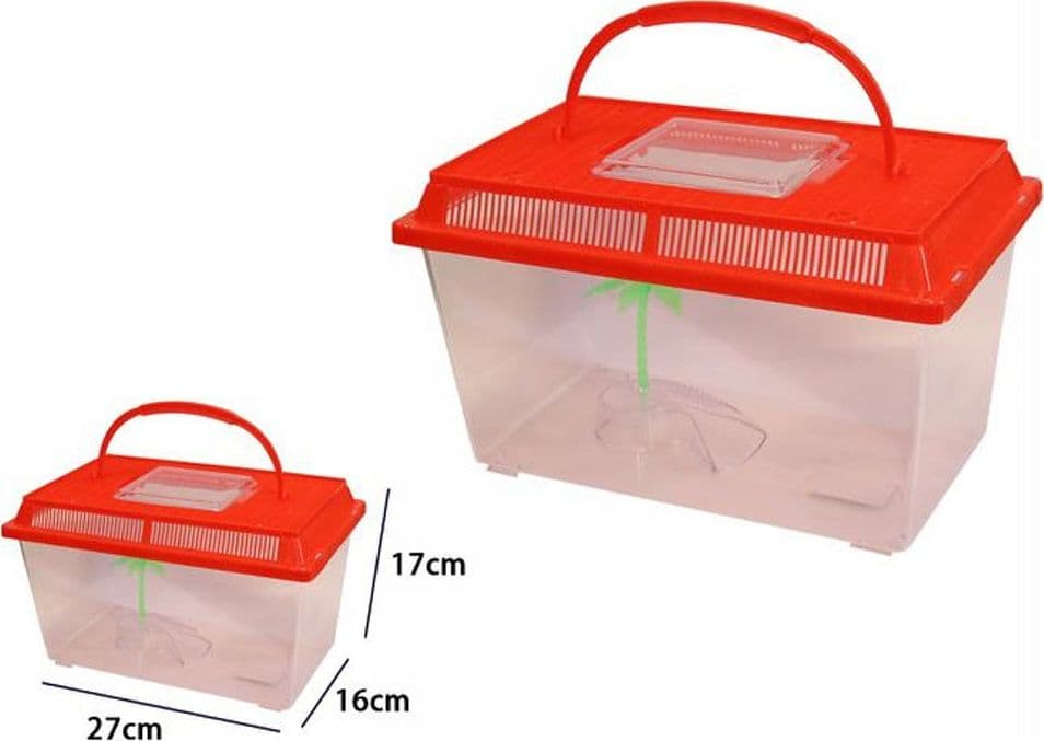 ACQUARIO VASCHETTA PESCI TARTARUGHE COPERCHIO MANIGLIA PRESA ARIA 27x16x17 CM - 2