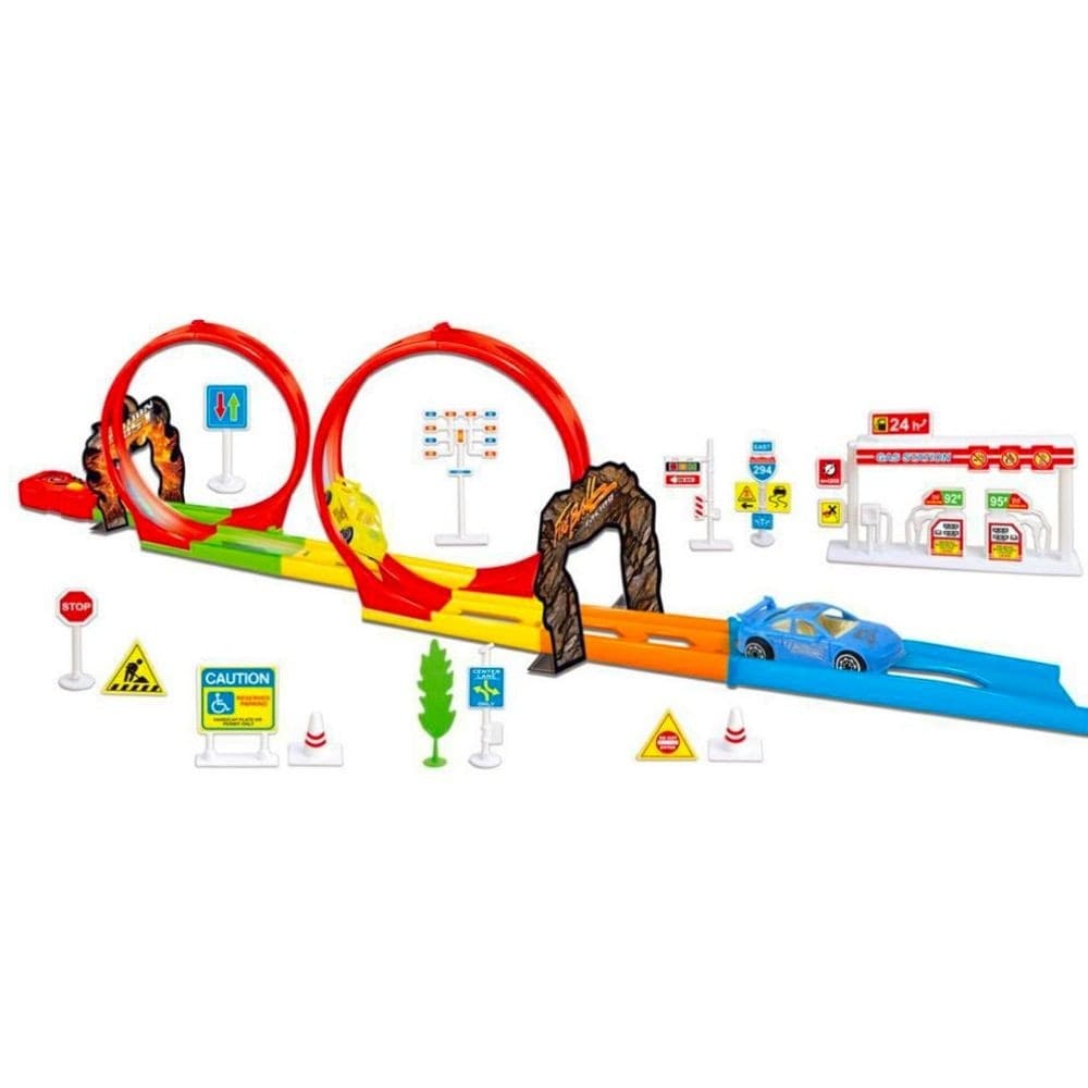 PISTA HOT RACE CON 2 MACCHININE GIOCATTOLO E TANTI ACCESSORI GIOCO PER BIMBI 3+ - 2