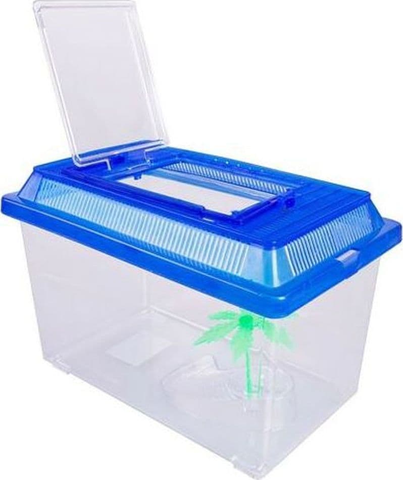ACQUARIO VASCHETTA PESCI TARTARUGHE COPERCHIO MANIGLIA PRESA ARIA 18X11X12 CM - 4