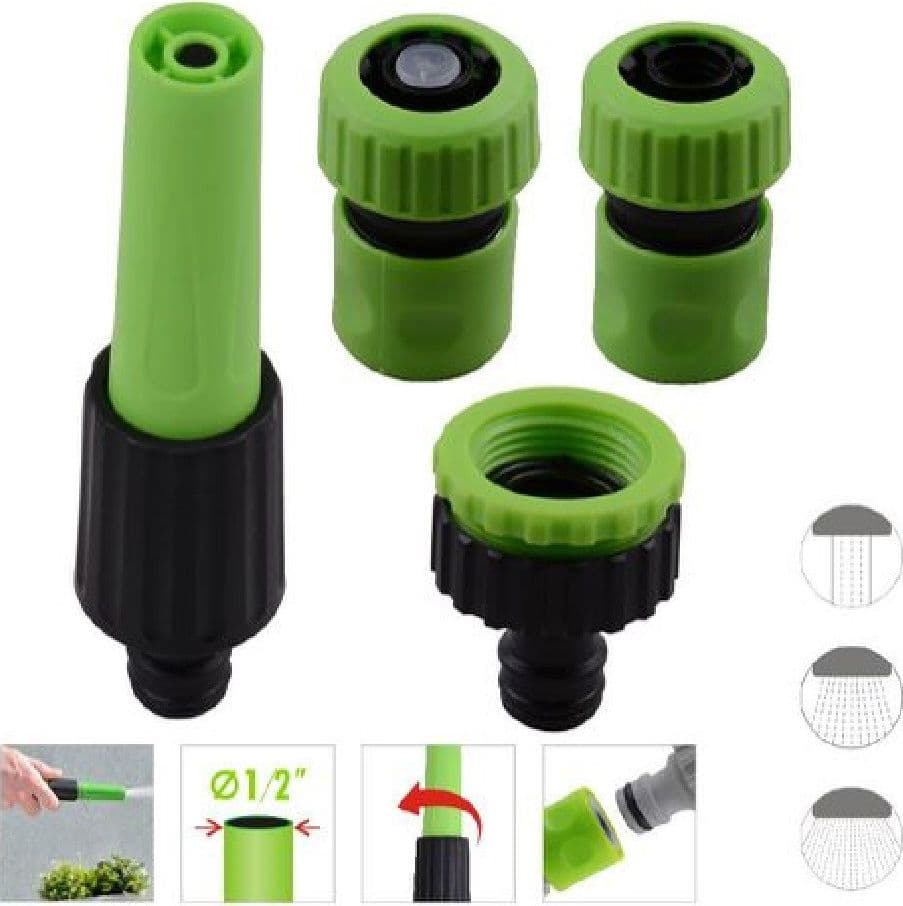 SET 4 PZ UGELLI TUBO LANCIA RACCORDI DA 1/2" CONNETTORE IRRIGARE GIARDINO 90015 - 2