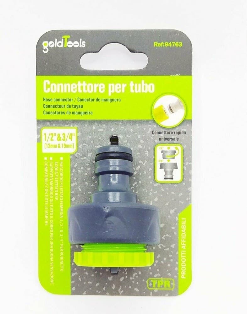 CONNETTORE RAPIDO UNIVERSALE CON FILETTO FEMMINA DA 1/2" E 3/4" PER TUBO 94763 - 3