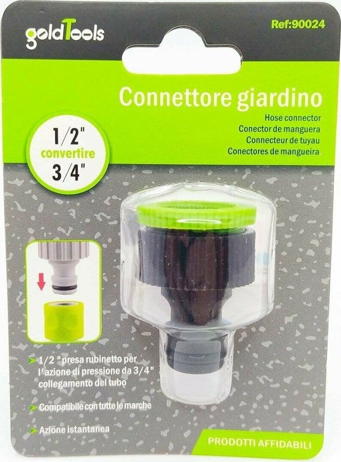CONNETTORE RAPIDO CON FILETTO FEMMINA 1/2" E 3/4" PER TUBO RUBINETTO 50MM 90024 - 3