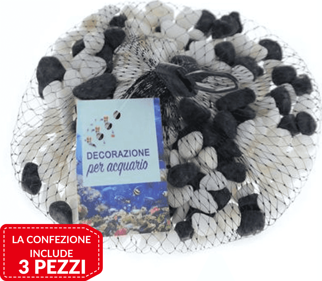 3 PZ PIETRE DECORATIVE ACQUARIO BIANCHE NERE DECORAZIONE SASSI PIANTE VASI 300GR - 2
