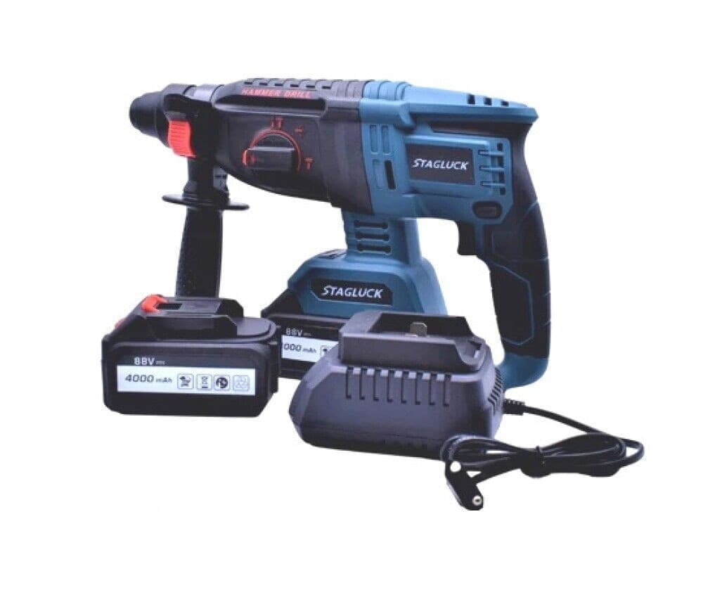 TRAPANO SCALPELLATORE DOPPIA BATTERIA MARTELLO DEMOLITORE SDS PLUS 4AH 88V - 4