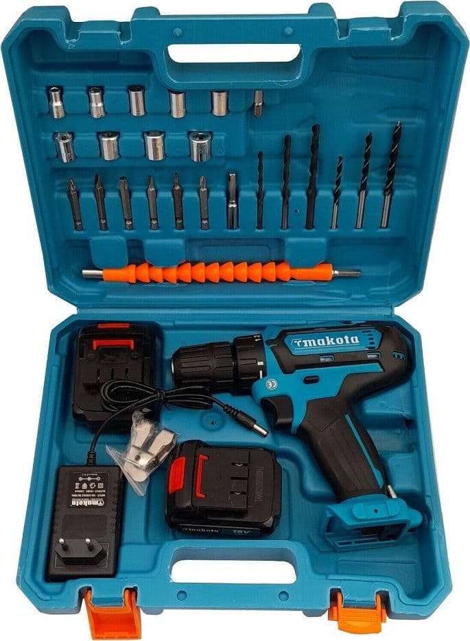 TRAPANO AVVITATORE A DOPPIA BATTERIA LITIO 18V 2AH VALIGIA 24 ACCESSORI TM331D - 3