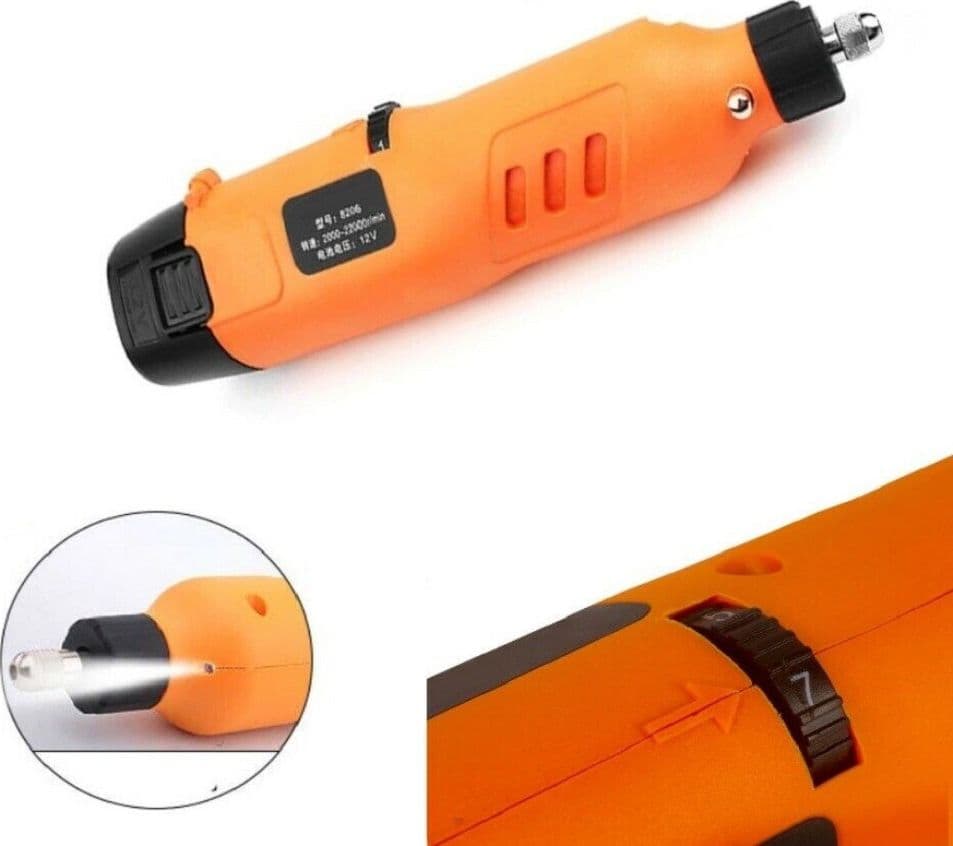 MINI TRAPANO SMERIGLIATRICE A DOPPIA BATTERIA 12V 2AH TIPO DREMEL 148 ACCESSORI - 4