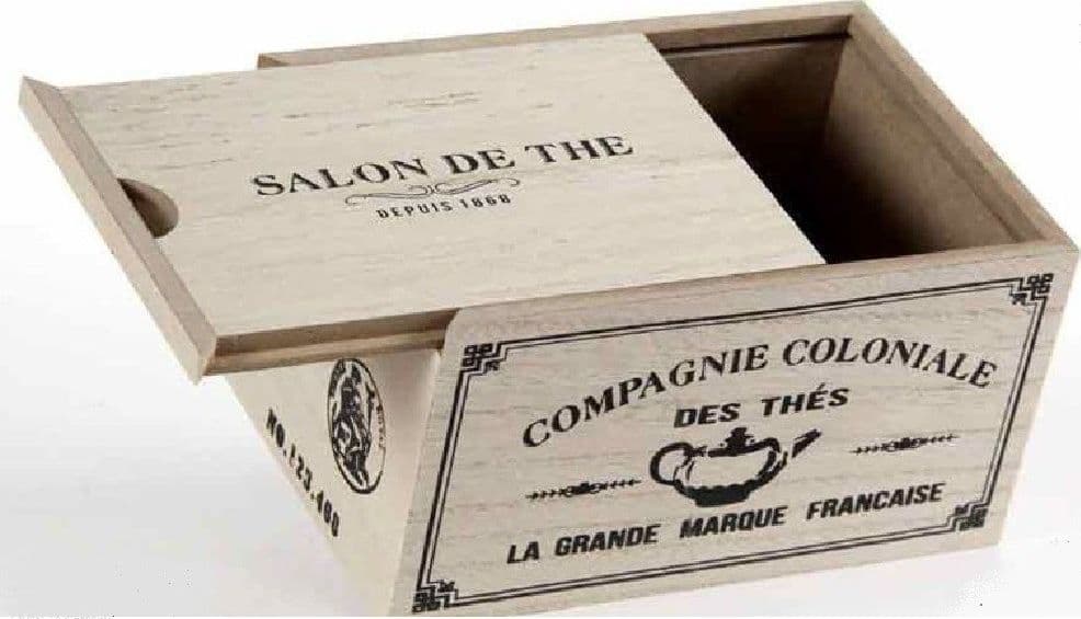 SCATOLA PORTA OGGETTI BUSTINE THE TÈ CIALDE CAFFÈ 16X11X9 CM LEGNO DECORI 738661 - 4