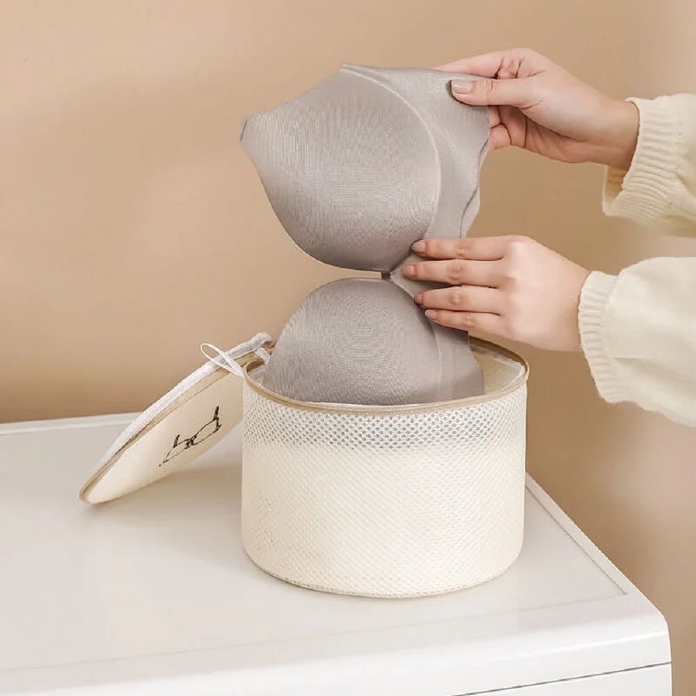 SACCHETTO LAVATRICE BEIGE BORSA BIANCHERIA INTIMA LAVAGGIO A RETE 17X15CM 58115 - 2
