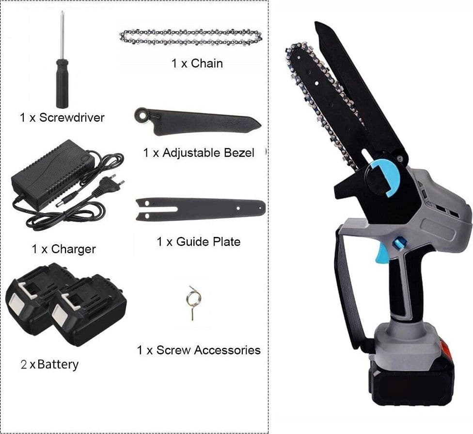 MINI MOTOSEGA A DOPPIA BATTERIA 20V 5AH TAGLIARAMI ELETTRICA ELETTROSEGA 6" - 7
